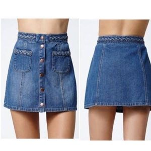 Kendall + Kylie Braided Snap Front Denim Skirt